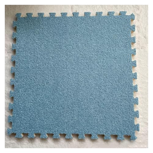 Ineinandergreifende Plüsch-Schaumstoffmatte, Quadratische ineinandergreifende Fliesen mit Rand - Puzzle-Bodenfliesen for die Dekoration des Spielzimmers zu Hause(Blue) von KEuLen