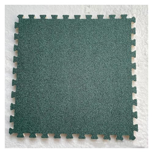 Ineinandergreifende Plüsch-Schaumstoffmatte, Quadratische ineinandergreifende Fliesen mit Rand - Puzzle-Bodenfliesen for die Dekoration des Spielzimmers zu Hause(Dark Green) von KEuLen