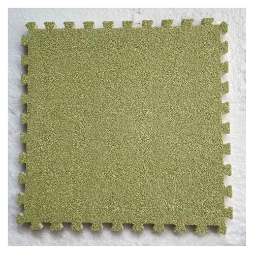 Ineinandergreifende Plüsch-Schaumstoffmatte, Quadratische ineinandergreifende Fliesen mit Rand - Puzzle-Bodenfliesen for die Dekoration des Spielzimmers zu Hause(Light Green) von KEuLen