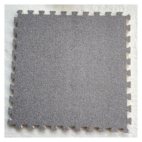 Ineinandergreifende Plüsch-Schaumstoffmatte, Quadratische ineinandergreifende Fliesen mit Rand - Puzzle-Bodenfliesen for die Dekoration des Spielzimmers zu Hause(Light Grey) von KEuLen