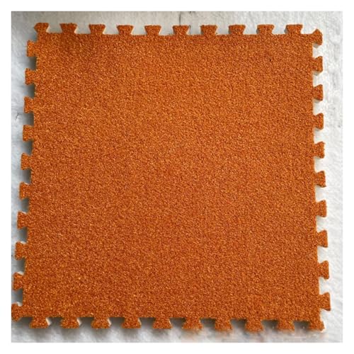 Ineinandergreifende Plüsch-Schaumstoffmatte, Quadratische ineinandergreifende Fliesen mit Rand - Puzzle-Bodenfliesen for die Dekoration des Spielzimmers zu Hause(Orange) von KEuLen