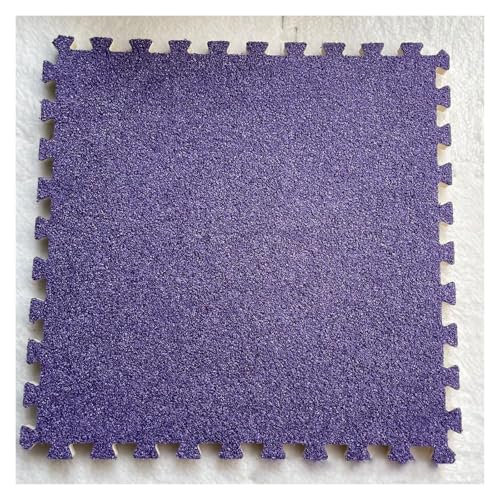Ineinandergreifende Plüsch-Schaumstoffmatte, Quadratische ineinandergreifende Fliesen mit Rand - Puzzle-Bodenfliesen for die Dekoration des Spielzimmers zu Hause(Purple) von KEuLen