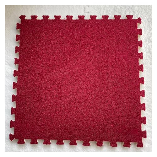 Ineinandergreifende Plüsch-Schaumstoffmatte, Quadratische ineinandergreifende Fliesen mit Rand - Puzzle-Bodenfliesen for die Dekoration des Spielzimmers zu Hause(Red) von KEuLen