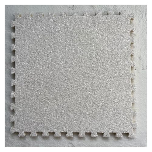 Ineinandergreifende Plüsch-Schaumstoffmatte, Quadratische ineinandergreifende Fliesen mit Rand - Puzzle-Bodenfliesen for die Dekoration des Spielzimmers zu Hause(White) von KEuLen