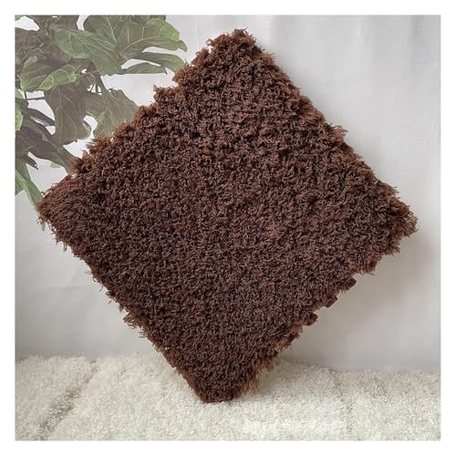Ineinandergreifende Plüsch-Schaumstoffmatte, Quadratische ineinandergreifende Schaumstofffliesen, weiche Puzzle-Teppich-Spielmatte for den Zimmerboden(Dark Coffee) von KEuLen