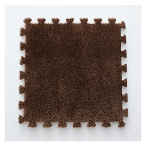 Ineinandergreifende Plüsch-Schaumstoffmatte, Quadratische ineinandergreifende Schaumstofffliesen – weiche Puzzle-Teppich-Spielmatte for den Spielzimmerboden(Brown) von KEuLen