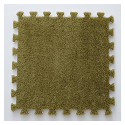 Ineinandergreifende Plüsch-Schaumstoffmatte, Quadratische ineinandergreifende Schaumstofffliesen – weiche Puzzle-Teppich-Spielmatte for den Spielzimmerboden(Green) von KEuLen