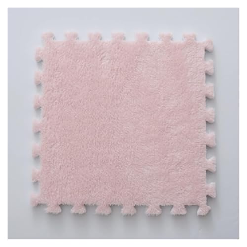 Ineinandergreifende Plüsch-Schaumstoffmatte, Quadratische ineinandergreifende Schaumstofffliesen – weiche Puzzle-Teppich-Spielmatte for den Spielzimmerboden(Light red2) von KEuLen