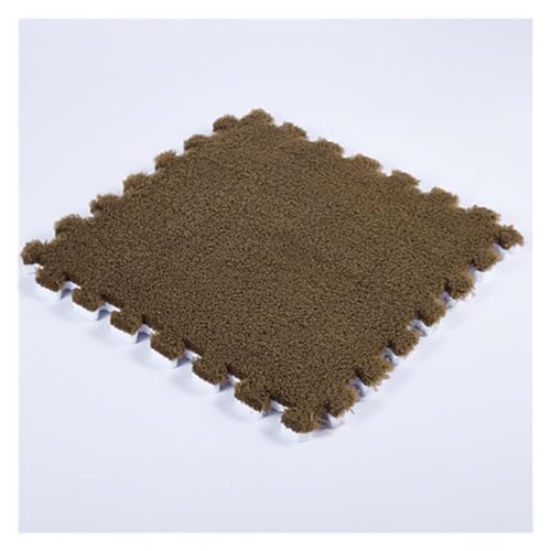 Ineinandergreifende Plüsch-Schaumstoffmatte, Schützende Bodenfliesen-Trainingsmatte for Spielzimmer-Schlafzimmer(Brown) von KEuLen