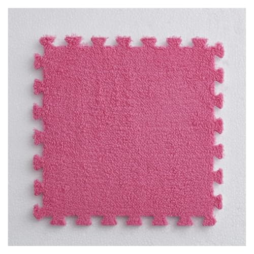 Ineinandergreifende Plüsch-Schaumstoffmatte, Schützende Bodenfliesen-Trainingsmatte for Spielzimmer-Schlafzimmer(Light red) von KEuLen