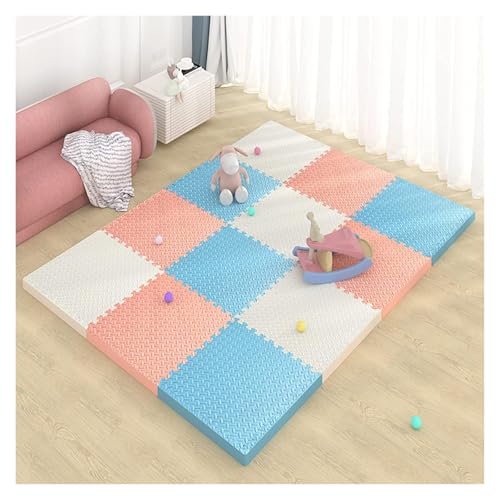 Ineinandergreifende Plüsch-Schaumstoffmatte, Übungs-Krabbelmatte, 1" Dicke Schaumstoff-Puzzle-Bodenmatte(Color 2) von KEuLen