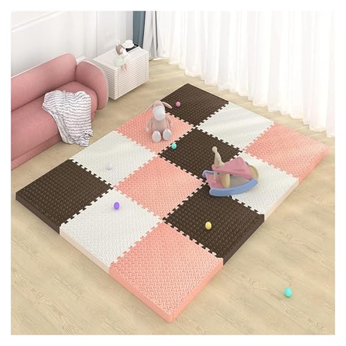 Ineinandergreifende Plüsch-Schaumstoffmatte, Übungs-Krabbelmatte, 1" Dicke Schaumstoff-Puzzle-Bodenmatte(Color 3) von KEuLen