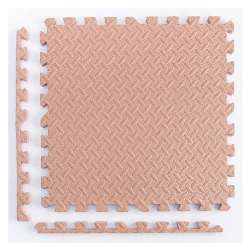 Ineinandergreifende Plüsch-Schaumstoffmatte, Übungs-Krabbelmatte, 1" Dicke Schaumstoff-Puzzle-Bodenmatte(Light Coffee) von KEuLen