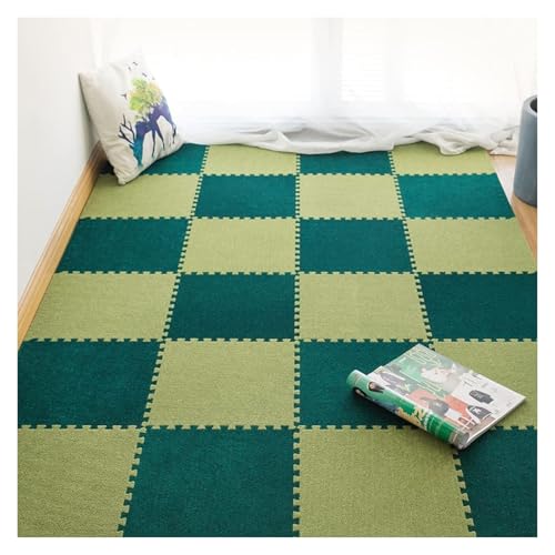 Ineinandergreifende Schaumstoff-Teppichfliesen, Ineinander greifende Bodenmatten for Spielmatten im Keller, quadratische Fliesen(Dark Green+Green,30 * 30 * 1cm) von KEuLen