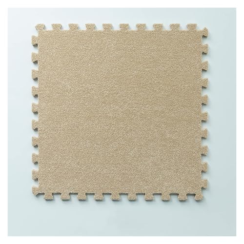 Ineinandergreifende Schaumstoff-Teppichfliesen, Ineinander greifende Teppichfliesen mit Bordüre – weiche Kletterteppiche for das Spielzimmer(Light Brown) von KEuLen