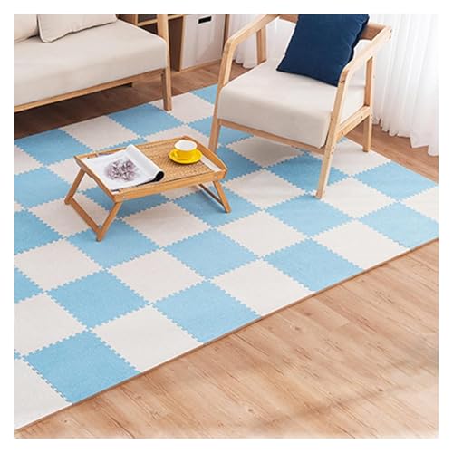 Ineinandergreifende Schaumstoff-Teppichfliesen, Ineinander greifender Teppich-Bereichs-Teppich-schützende Spielmatte for Wohnzimmer-Schlafzimmer(White+Blue) von KEuLen