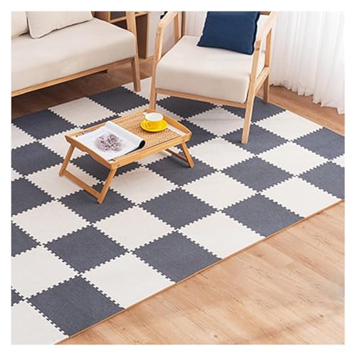 Ineinandergreifende Schaumstoff-Teppichfliesen, Ineinander greifender Teppich-Bereichs-Teppich-schützende Spielmatte for Wohnzimmer-Schlafzimmer(White+Gray) von KEuLen