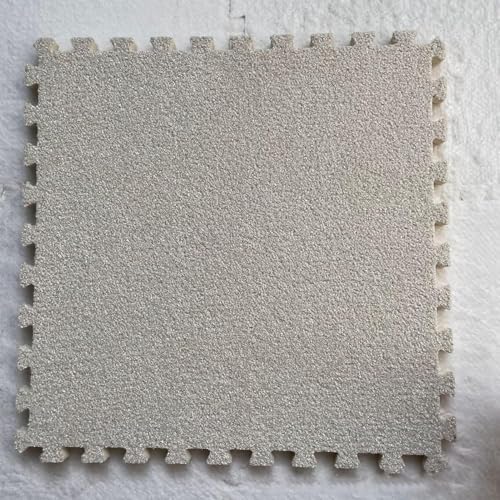 Ineinandergreifende Schaumstoff-Teppichfliesen, Plüschteppich for Spielzimmer und Keller – 6 quadratische Bodenfliesen(Apricot) von KEuLen