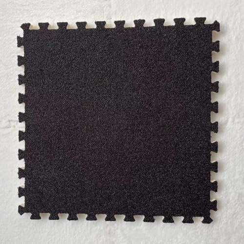 Ineinandergreifende Schaumstoff-Teppichfliesen, Plüschteppich for Spielzimmer und Keller – 6 quadratische Bodenfliesen(Black) von KEuLen