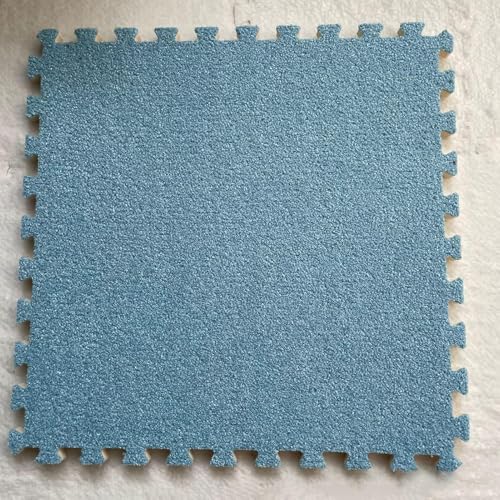 Ineinandergreifende Schaumstoff-Teppichfliesen, Plüschteppich for Spielzimmer und Keller – 6 quadratische Bodenfliesen(Blue) von KEuLen
