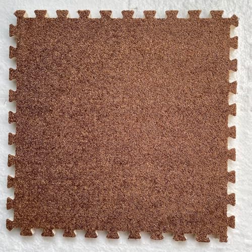 Ineinandergreifende Schaumstoff-Teppichfliesen, Plüschteppich for Spielzimmer und Keller – 6 quadratische Bodenfliesen(Brown) von KEuLen