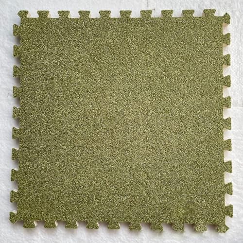 Ineinandergreifende Schaumstoff-Teppichfliesen, Plüschteppich for Spielzimmer und Keller – 6 quadratische Bodenfliesen(Green) von KEuLen