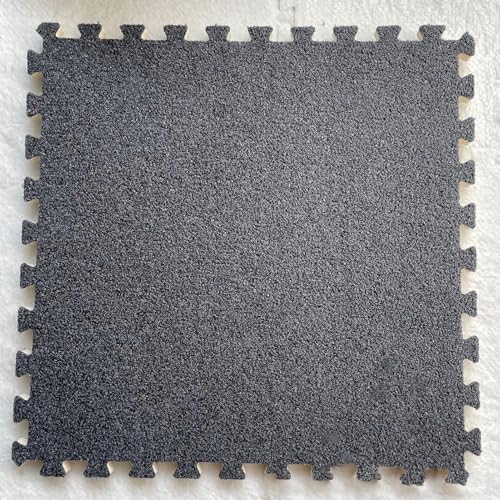Ineinandergreifende Schaumstoff-Teppichfliesen, Plüschteppich for Spielzimmer und Keller – 6 quadratische Bodenfliesen(Grey) von KEuLen