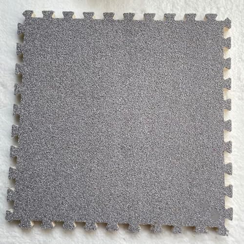Ineinandergreifende Schaumstoff-Teppichfliesen, Plüschteppich for Spielzimmer und Keller – 6 quadratische Bodenfliesen(Light Grey) von KEuLen
