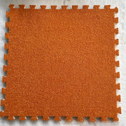 Ineinandergreifende Schaumstoff-Teppichfliesen, Plüschteppich for Spielzimmer und Keller – 6 quadratische Bodenfliesen(Orange) von KEuLen