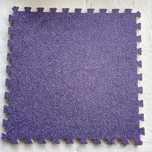 Ineinandergreifende Schaumstoff-Teppichfliesen, Plüschteppich for Spielzimmer und Keller – 6 quadratische Bodenfliesen(Purple) von KEuLen