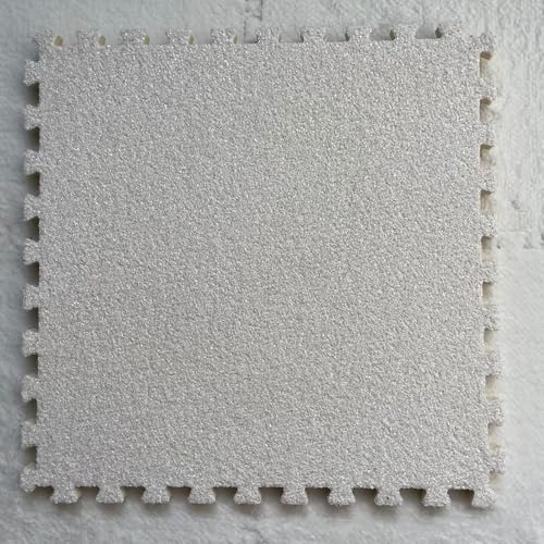 Ineinandergreifende Schaumstoff-Teppichfliesen, Plüschteppich for Spielzimmer und Keller – 6 quadratische Bodenfliesen(White) von KEuLen