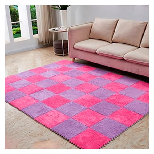 Ineinandergreifende Schaumstoff-Teppichfliesen, Weiche Kletterteppiche for den Boden als Dekoration for das Spielzimmer zu Hause(Purple) von KEuLen