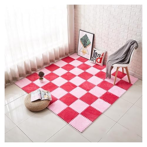 Ineinandergreifende Schaumstoff-Teppichfliesen, Weiche Kletterteppiche for den Boden als Dekoration for das Spielzimmer zu Hause(Red+Light red) von KEuLen