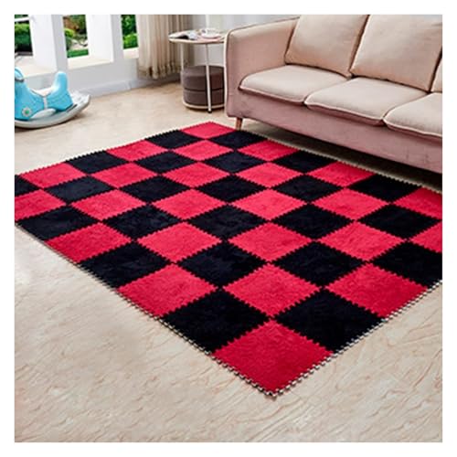 Ineinandergreifende Schaumstoff-Teppichfliesen, Weiche Kletterteppiche for den Boden als Dekoration for das Spielzimmer zu Hause(Red Black) von KEuLen