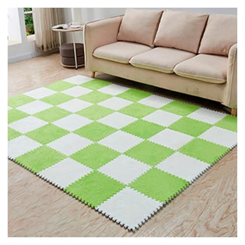 Ineinandergreifende Schaumstoff-Teppichfliesen, Weiche Kletterteppiche for den Boden als Dekoration for das Spielzimmer zu Hause(White+Light Green) von KEuLen