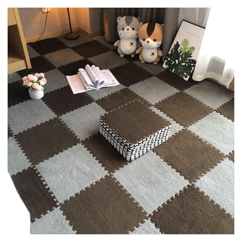 Ineinandergreifende Schaumstoff-Teppichfliesen, Weiche Schaumstoff-Bodenfliesen, for das Wohnzimmer-Schlafzimmer, Flauschige Teppichmatte(Style2,10pcs) von KEuLen
