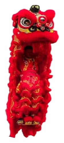 KEuLen Löwen-Tanz-Kostüm, Löwen-Tanz-Maskottchen-Kostüm, Chinesische Drachentanz-Requisiten Outdoor-Sportarten Seidenlöwentanz(Red) von KEuLen