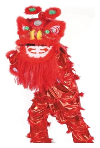 KEuLen Löwen-Tanz-Kostüm, Löwen-Tanz-Maskottchen-Kostüm, Chinesische Performance-Requisiten Drachentanz for Outdoor-Sportarten Traditionelle Festivals(Red) von KEuLen