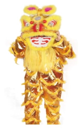 KEuLen Löwen-Tanz-Kostüm, Löwen-Tanz-Maskottchen-Kostüm, Chinesische Performance-Requisiten Drachentanz for Outdoor-Sportarten Traditionelle Festivals(Yellow) von KEuLen