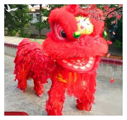 KEuLen Löwen-Tanz-Kostüm, Löwen-Tanz-Maskottchen-Kostüm, Chinesische Traditionelle Festival-Performance Seide Drachen Doppel Tanz Löwe Handgemachte Traditionelle Festivals(Red) von KEuLen