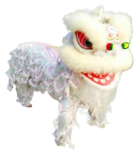 KEuLen Löwen-Tanz-Kostüm, Löwen-Tanz-Maskottchen-Kostüm, Chinesische Traditionelle Festival-Performance Seide Drachen Doppel Tanz Löwe Handgemachte Traditionelle Festivals(White) von KEuLen
