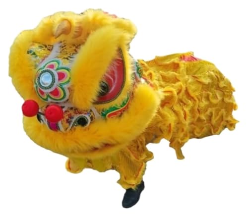 KEuLen Löwen-Tanz-Kostüm, Löwen-Tanz-Maskottchen-Kostüm, Chinesische Traditionelle Festival-Performance Seide Drachen Doppel Tanz Löwe Handgemachte Traditionelle Festivals(Yellow) von KEuLen