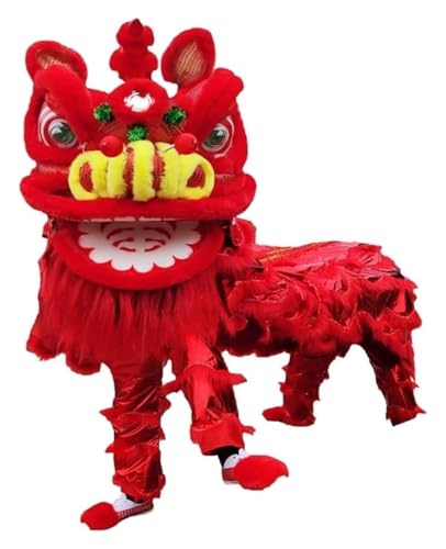 KEuLen Löwen-Tanz-Kostüm, Löwen-Tanz-Maskottchen-Kostüm, Chinesischer Drachentanz, Löwentanzkostüm, Drachen- und Löwentanz-Requisiten for traditionelle Feste(Red) von KEuLen