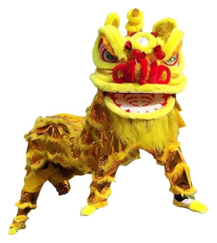 KEuLen Löwen-Tanz-Kostüm, Löwen-Tanz-Maskottchen-Kostüm, Chinesischer Drachentanz, Löwentanzkostüm, Drachen- und Löwentanz-Requisiten for traditionelle Feste(Yellow) von KEuLen