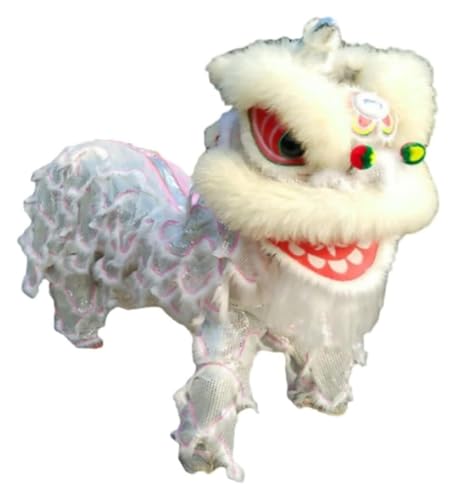 KEuLen Löwen-Tanz-Kostüm, Löwen-Tanz-Maskottchen-Kostüm, Chinesisches traditionelles Festival Löwentanzhandwerk Performance Requisiten Drachentanz Erwachsene for Outdoor-Sport(White) von KEuLen
