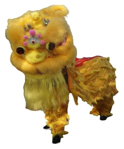 KEuLen Löwen-Tanz-Kostüm, Löwen-Tanz-Maskottchen-Kostüm, Chinesisches traditionelles Festival Löwentanzhandwerk Performance Requisiten Drachentanz Erwachsene for Outdoor-Sport(Yellow) von KEuLen