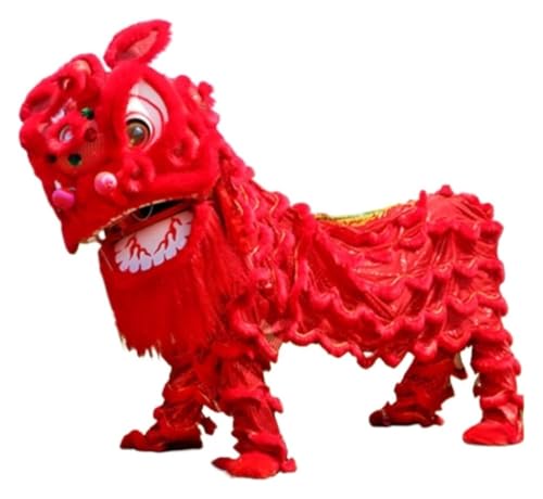 KEuLen Löwen-Tanz-Kostüm, Löwen-Tanz-Maskottchen-Kostüm, Löwentanzkopf, Drachentanzkostüm, Requisiten, Aufführung, Löwentanzset, chinesischer Löwenkopf, traditionelle Feste(Red) von KEuLen
