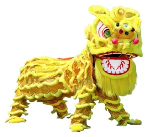 KEuLen Löwen-Tanz-Kostüm, Löwen-Tanz-Maskottchen-Kostüm, Löwentanzkopf, Drachentanzkostüm, Requisiten, Aufführung, Löwentanzset, chinesischer Löwenkopf, traditionelle Feste(Yellow) von KEuLen