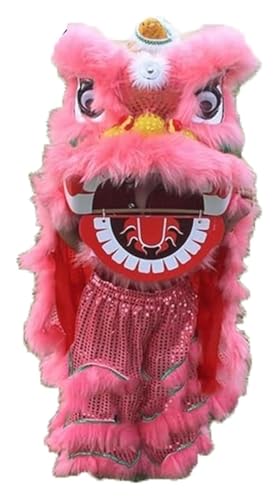 KEuLen Löwen-Tanz-Kostüm, Löwen-Tanz-Maskottchen-Kostüm, Löwentanzkopf-Performance Löwentanzkostüm for Outdoor-Sportarten Seidendrachentanz Traditionelle Festivals(Light red) von KEuLen