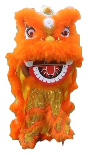 KEuLen Löwen-Tanz-Kostüm, Löwen-Tanz-Maskottchen-Kostüm, Löwentanzkopf-Performance Löwentanzkostüm for Outdoor-Sportarten Seidendrachentanz Traditionelle Festivals(Orange) von KEuLen
